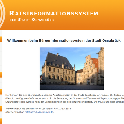 Screenshot Ratsinformationssystem (RIS)